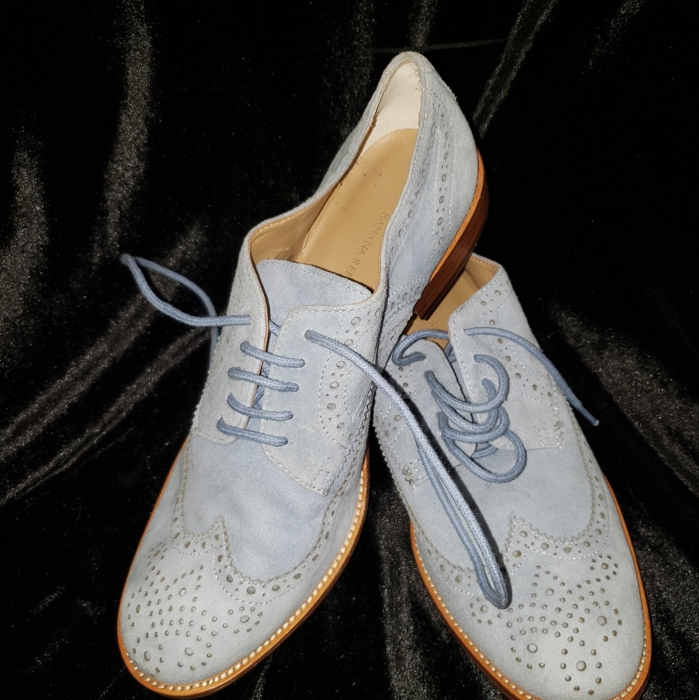 Baby Blue suede wingtips